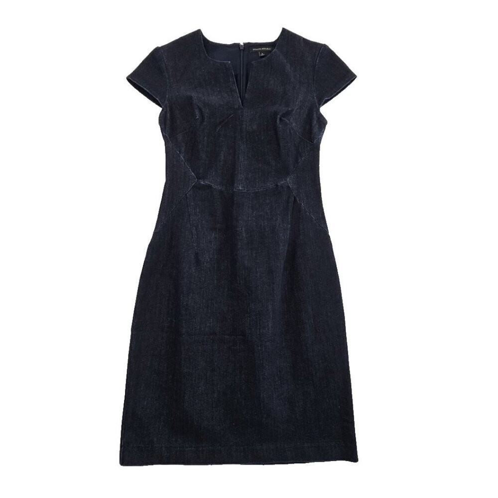 Banana Republic Angled Seam Pencil Dress Women's Sz‎ 0 Short Sleeve Navy NWOT